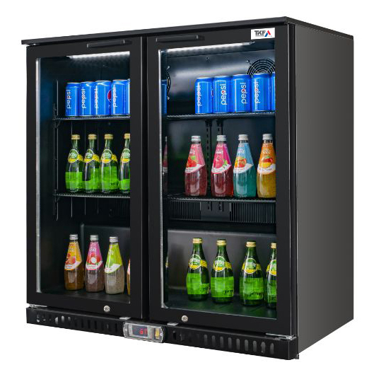 Back bar cooler for coffee shop beverage storage